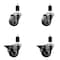 Service Caster 3'' Gray Poly Wheel Swivel 1-1/2'' Expanding Stem Caster Set 2 Brakes, 4PK SCC-EX20S314-PPUB-2-PLB-2-112 - alternate 1
